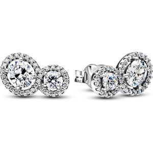 Pandora Silver Halo White Oval Crystal Stud Earrings Pandora Silver Halo White Oval Crystal Stud Earrings