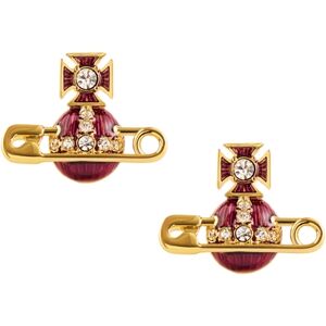 Vivienne Westwood Gold Kitty Amethyst Enamel Safety Pin Studs - Gold Vivienne Westwood Gold Kitty Amethyst Enamel Safety Pin Studs - Gold