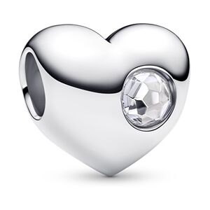 Pandora Silver Engravable April Birthstone Heart Charm Pandora Silver Engravable April Birthstone Heart Charm