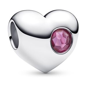 Pandora Silver Engravable October Birthstone Heart Charm Pandora Silver Engravable October Birthstone Heart Charm