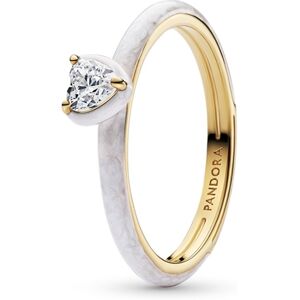 Pandora Gold White Chakra Heart Ring - 54 Pandora Gold White Chakra Heart Ring - 54
