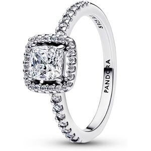 Pandora Silver Sparkling Square Halo Ring - 56 Ring Pandora Silver Sparkling Square Halo Ring - 56 Ring