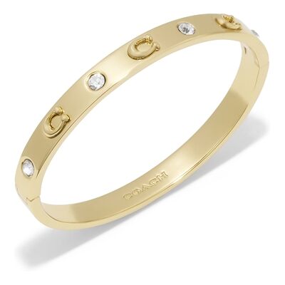 Coach Gold Boxed C Logo Hinged Bangle - Gold Coach Gold Boxed C Logo Hinged Bangle - Gold