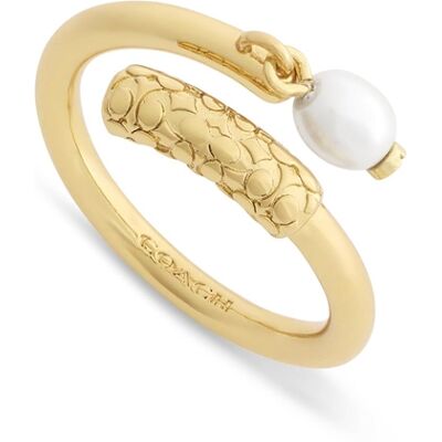 Coach Gold Iconic Pearl Signature C Ring - 54 Coach Gold Iconic Pearl Signature C Ring - 54