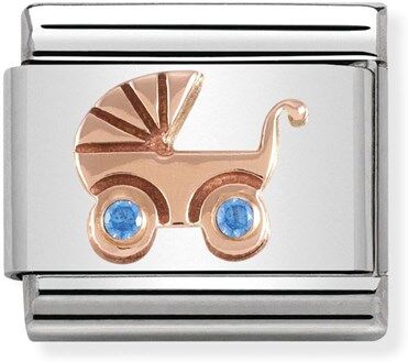 Nomination Rose Gold Blue Baby Pram Charm