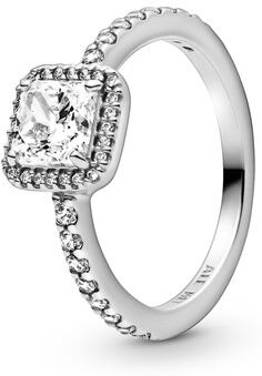 Pandora Square Silver Sparkle Halo Ring - 48