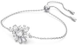 Swarovski Gema Silver Flower Pull Bracelet - Adjustable