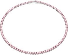Swarovski Matrix Round Pink Tennis Necklace - Silver