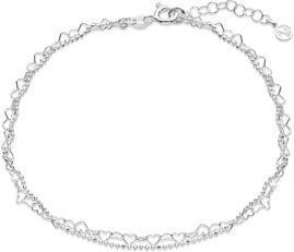 Argento Silver Heart Chain Anklet - Silver