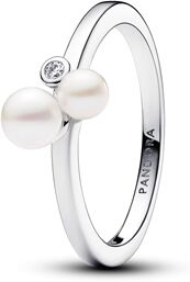 Pandora Duo Treated Freshwater Cultured Pearls Silver Ring - 54 Ring