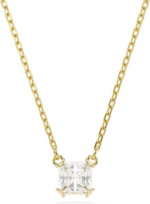 Swarovski Stilla Gold Tone Square Cut Crystal Necklace