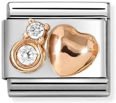 Nomination Rose Gold White Rounded Heart Charm