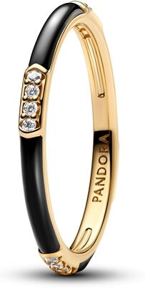 Pandora Black Enamel & Stones Ring - 50