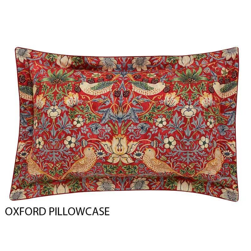 Morris & Co William Morris Bedding, Strawberry Thief Oxford Pillowcase, Crimson