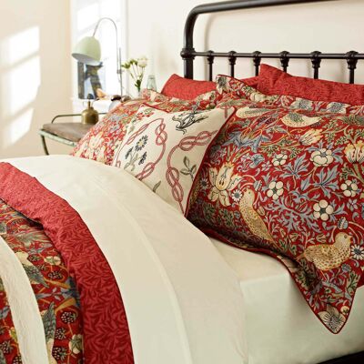 Morris & Co. Duvet Cover Set Strawberry Thief Cotton Super King - Duvet Cover Set Morris & Co. Duvet Cover Set Strawberry Thief Cotton Super King - Duvet Cover Set