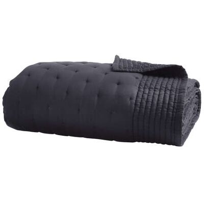 Donna Karan Essential Silk Filled Lightweight Quilted Double Throw, Black Donna Karan Essential Silk Filled Lightweight Quilted Double Throw, Black