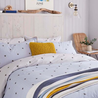 Joules Botanical Bee Single Duvet Cover, Blue Joules Botanical Bee Single Duvet Cover, Blue