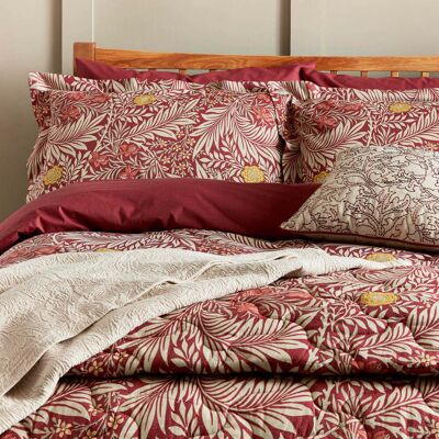 Morris & Co William Morris Larkspur Super Kingsize Duvet Cover Set, Crimson Red Morris & Co William Morris Larkspur Super Kingsize Duvet Cover Set, Crimson Red