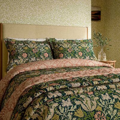 Morris & Co Compton Double Duvet Cover SET, Green Indigo Morris & Co Compton Double Duvet Cover SET, Green Indigo