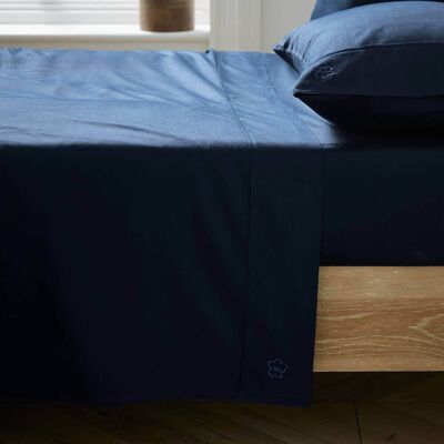 Ted Baker 250 Thread Count Plain Dye Super Kingsize Flat Sheet, Navy Ted Baker 250 Thread Count Plain Dye Super Kingsize Flat Sheet, Navy