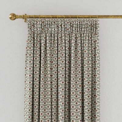 Joules Floral Foulard Lined Curtains 66" x 90", Creme/Green Joules Floral Foulard Lined Curtains 66" x 90", Creme/Green