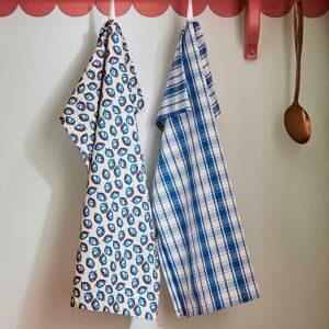 Land & Shore Woven Check & Seedling Tea Towels, Multi - Set of 2 Land & Shore Woven Check & Seedling Tea Towels, Multi - Set of 2