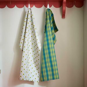 Land & Shore Woven Check & Stella Tea Towels, Multi - Set of 2 Land & Shore Woven Check & Stella Tea Towels, Multi - Set of 2