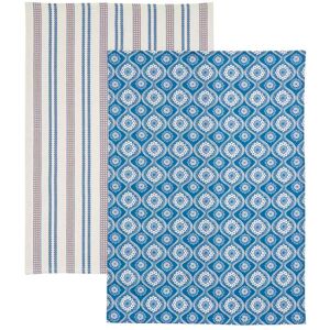 Land & Shore Ticking Stripe & Achill Tea Towels, Blue/Red Land & Shore Ticking Stripe & Achill Tea Towels, Blue/Red