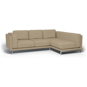 IKEA - Nockeby 3 Seat Sofa with Right Chaise Cover, Tan, Linen - Bemz- Brown & Beige