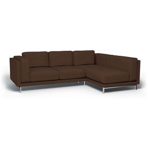 IKEA - Nockeby 3 Seat Sofa with Right Chaise Cover, Chocolate, Linen - Bemz- Brown & Beige