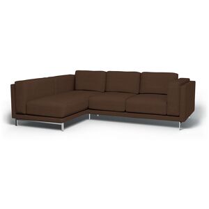 IKEA - Nockeby 3 Seater Sofa with Left Chaise Cover, Chocolate, Linen - Bemz- Brown & Beige