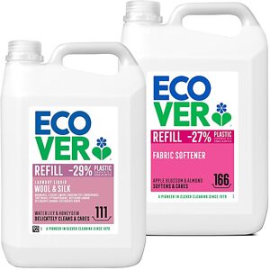 Ecover Fabric Softener & Wool and Silk Laundry Liquid 5L Mixed Bundle Ecover Fabric Softener & Wool and Silk Laundry Liquid 5L Mixed Bundle