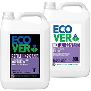 Ecover Laundry Liquid Colour & Black and Dark Laundry Liquid 5L Mix... Ecover Laundry Liquid Colour & Black and Dark Laundry Liquid 5L Mix...