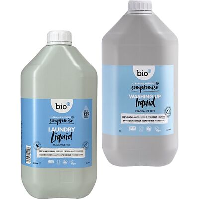 Bio-D Fragrance Free Laundry Liquid & Washing Up Liquid 5L Refill B... Bio-D Fragrance Free Laundry Liquid & Washing Up Liquid 5L Refill B...
