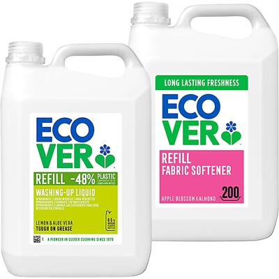 Ecover Lemon & Aloe Vera Washing Up Liquid & Fabric Softener 5L Mix... Ecover Lemon & Aloe Vera Washing Up Liquid & Fabric Softener 5L Mix...
