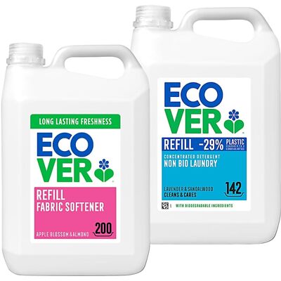 Ecover Fabric Softener & Concentrated Non-Bio Laundry Liquid 5L Mix... Ecover Fabric Softener & Concentrated Non-Bio Laundry Liquid 5L Mix...