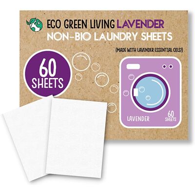 Eco Green Living - Laundry Detergent Sheets - Lavender - 60 Sheets - Detergent Sheets Eco Green Living - Laundry Detergent Sheets - Lavender - 60 Sheets - Detergent Sheets