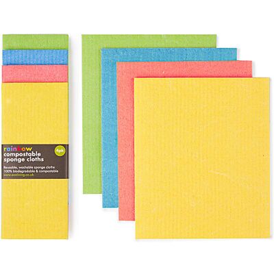 Eco Living Compostable Sponge Cleaning Cloths - Rainbow 4 pack Eco Living Compostable Sponge Cleaning Cloths - Rainbow 4 pack