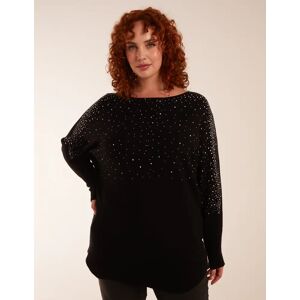 Blue Vanilla Curve Sparkly Diamante Jumper - 22/24 / BLACK - female