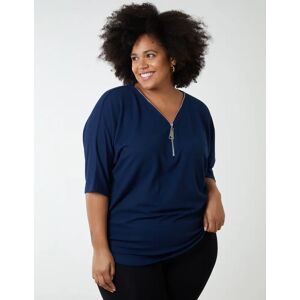 Blue Vanilla Curve Plain Zip Front Top - 18/20 / NAVY - female