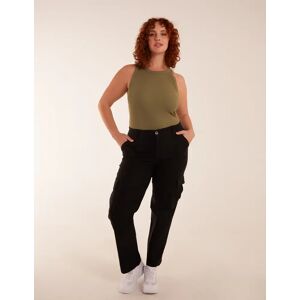 Blue Vanilla Curve Straight Leg Pocket Detail Cargo Joggers - 22/24 / BLACK - female