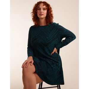 Blue Vanilla Curve Stripe Glittery Long Sleeve Shift Dress - 26/28 / Teal - female