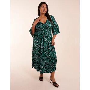 Blue Vanilla Curve Elasticated Neck Shirred Waist Midi - 26/28 / Teal - female