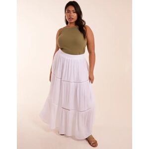 Blue Vanilla Curve Ladder Trim Maxi Skirt - 26/28 / WHITE - female