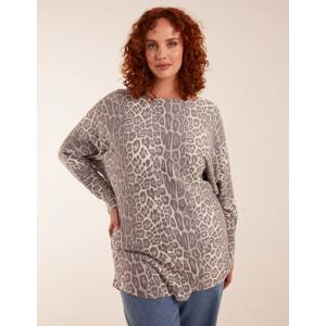 Blue Vanilla Curve Leopard Print Jumper - 22/24 / STONE - female