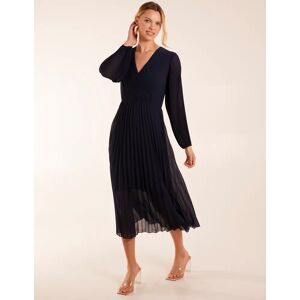 Blue Vanilla Wrap Front Pleated Maxi Dress - S/M / NAVY - female