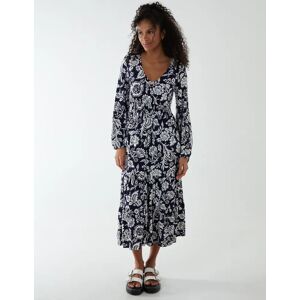 Blue Vanilla Floral Button Front Midi Dress - 10 / NAVY - female