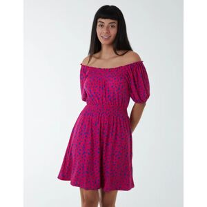 Blue Vanilla Scoop Shirred Blouse Mini Dress - 12 / FUCHSIA - female