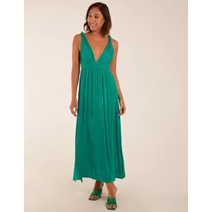 Blue Vanilla Rope Detail Plunge V-Neck Split Hem Maxi Dress - 14 / GREEN - female