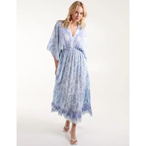 Blue Vanilla V Neck Flutter Sleeve Maxi Dress - S / BLUE - female